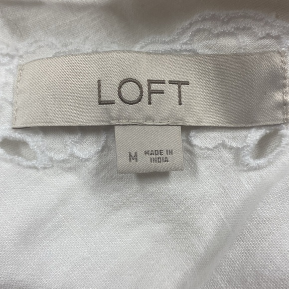 LOFT Short Sleeved Linen Eyelet Top with Deep Vneck back - Picture 7 of 8